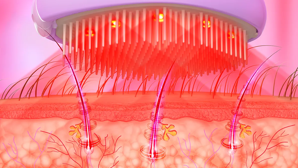 red light therapy for hair vector depiction